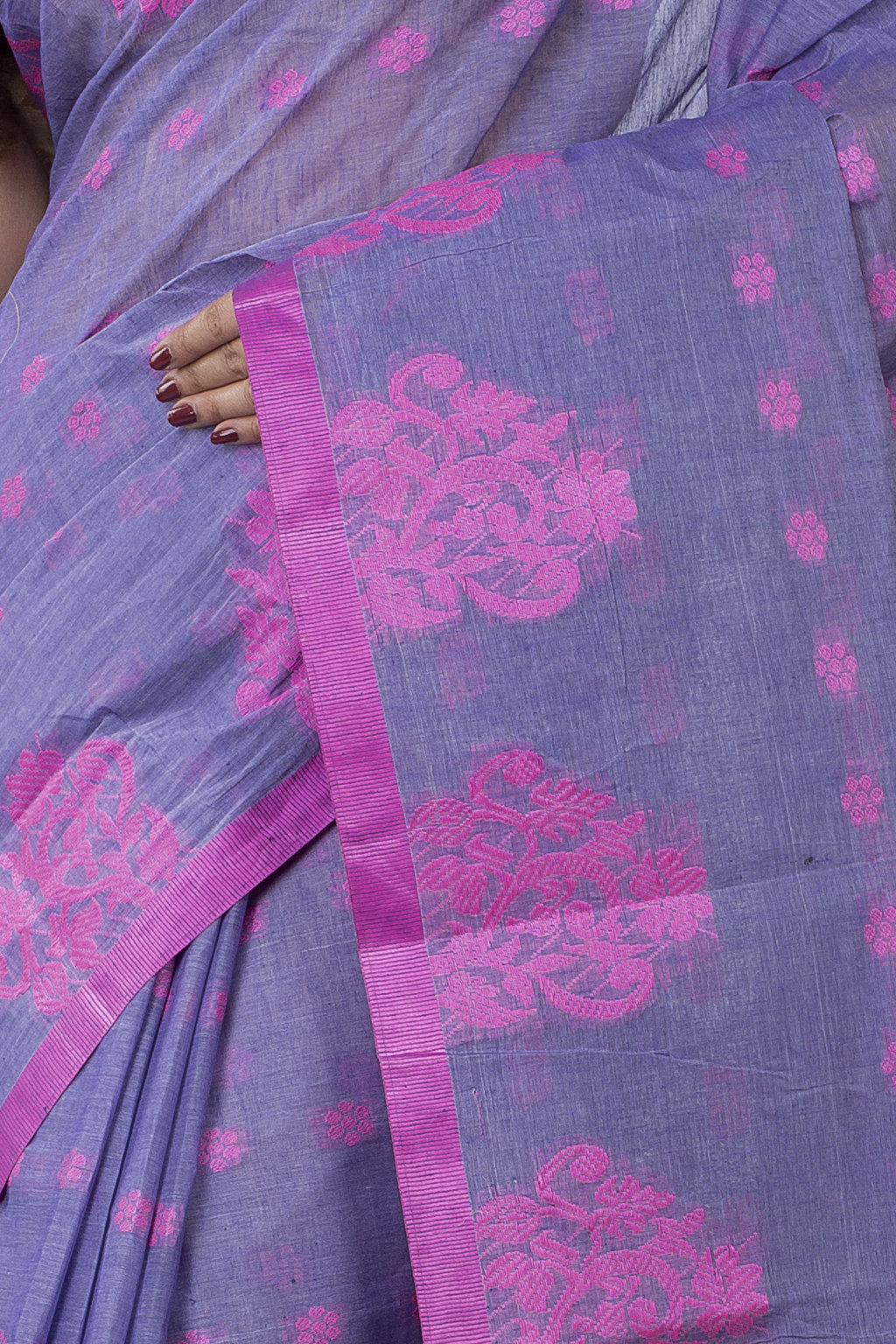 Light Blue Pure Cotton Botgach Tant Saree (538)
